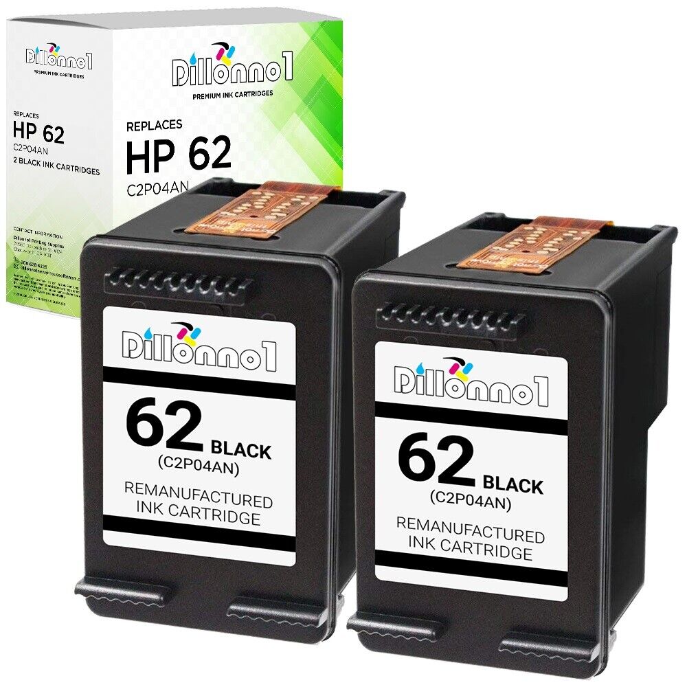 2PK For HP 62 2-Black C2P04AN Ink Cartridge for ENVY 5646 5660 7640 7645 