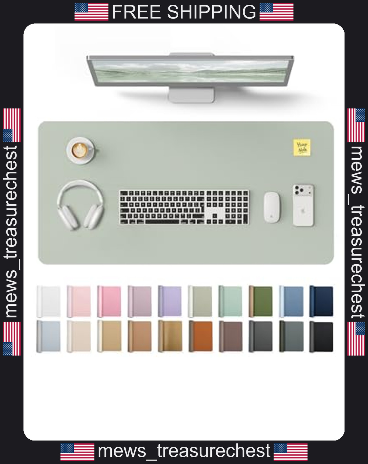 Leather Desk Protector Large Mouse Pad Non-Slip Waterproof Office Mat Grayish