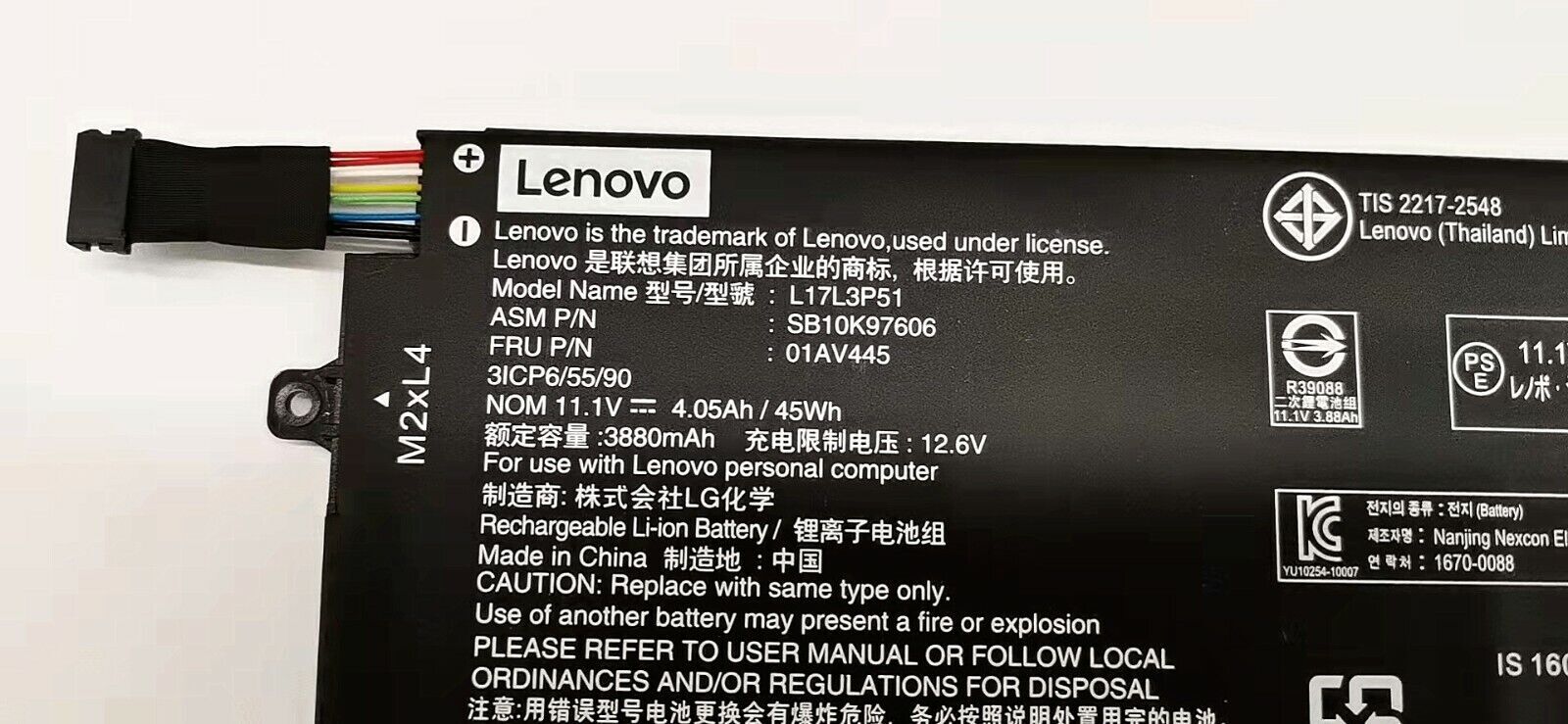 Genuine 01AV446 Battery L17L3P51 L17C3P51 fr Lenovo ThinkPad E480 E580 E590 E485
