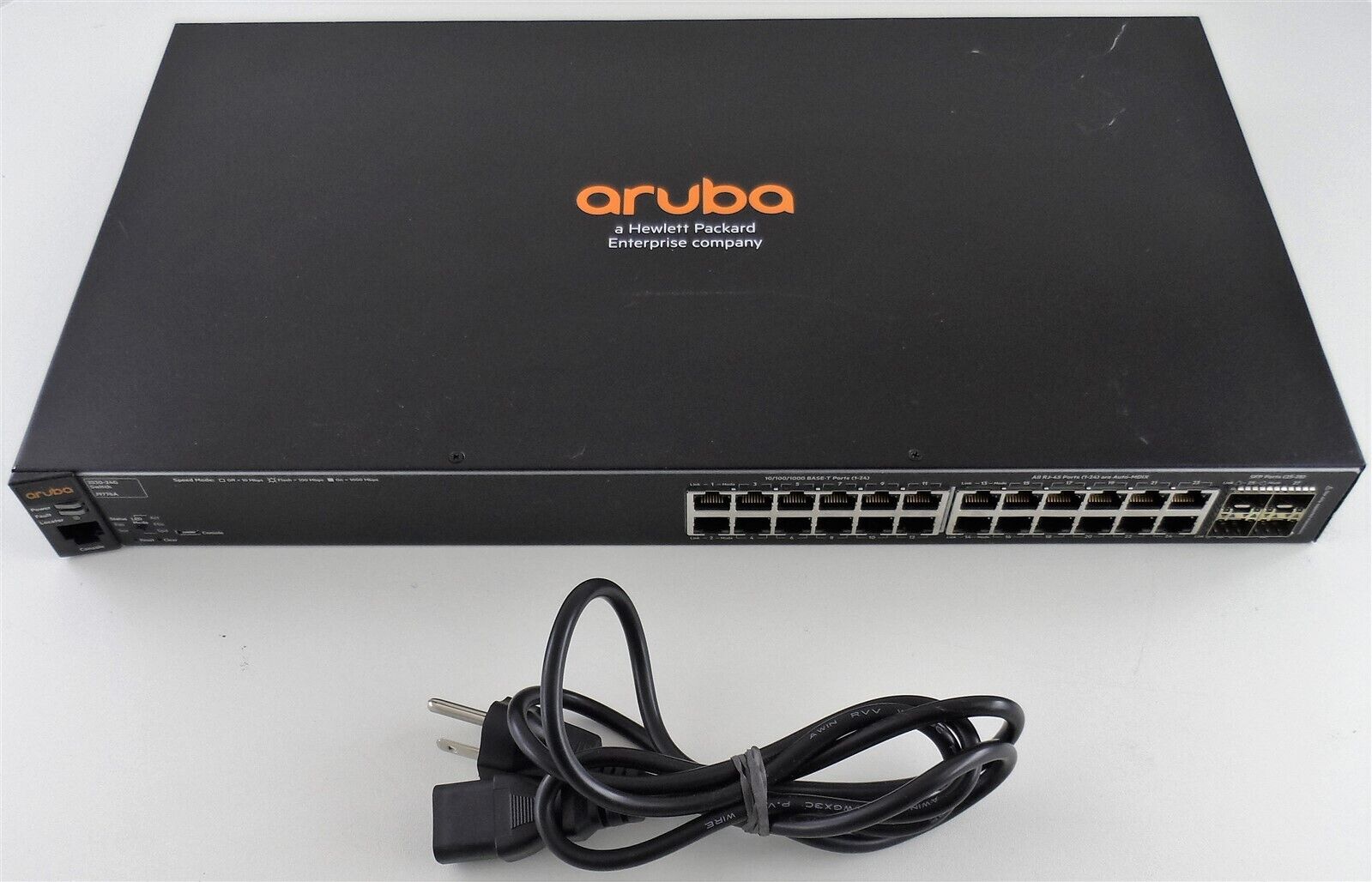 HP Aruba J9776A 24 Port Rack Mountable Ethernet Switch with Power Cable Used