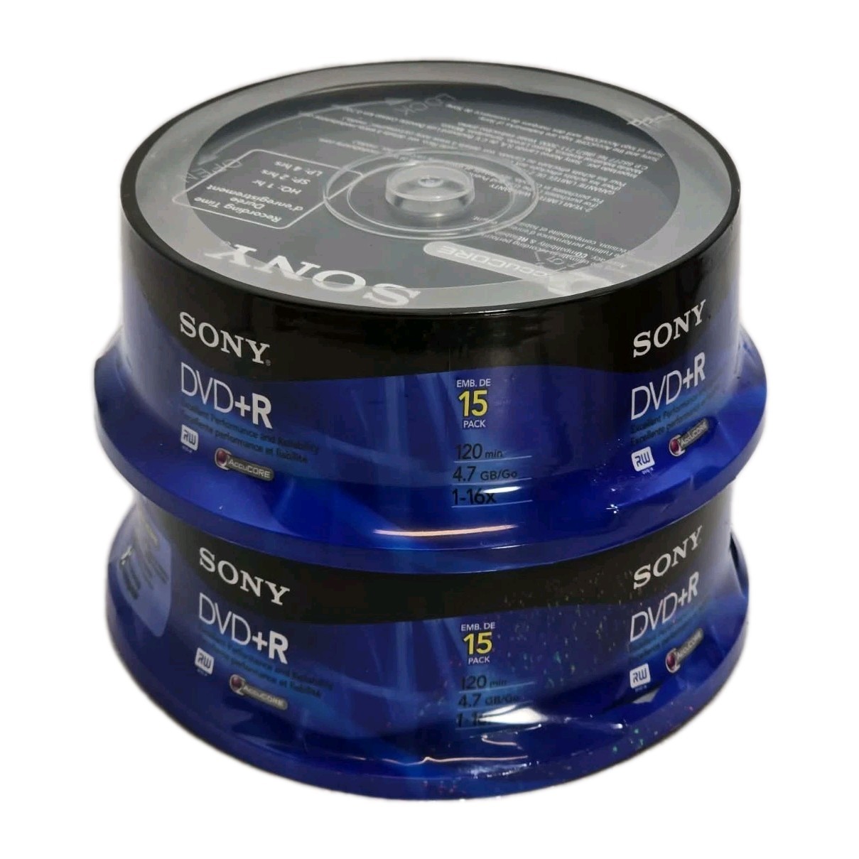 💿 Sony DVD+R 2x 15 Pack (30 Total) 4.7GB 1-16X AccuCORE New 💿