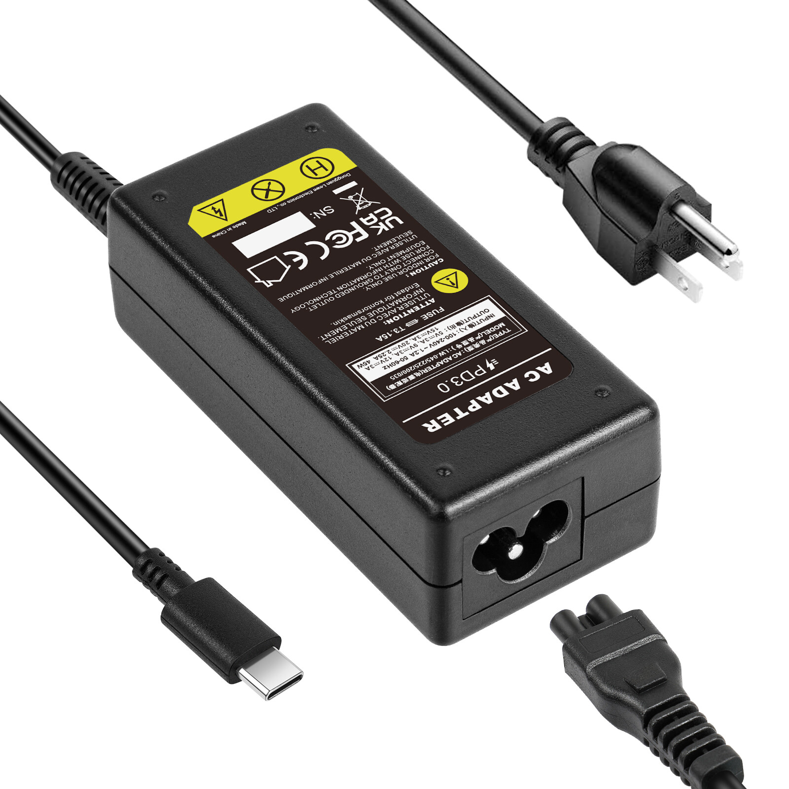 90W 65W 45W USB-C Type-C AC Adapter Laptop Charger For Dell Lenovo Apple MacBook
