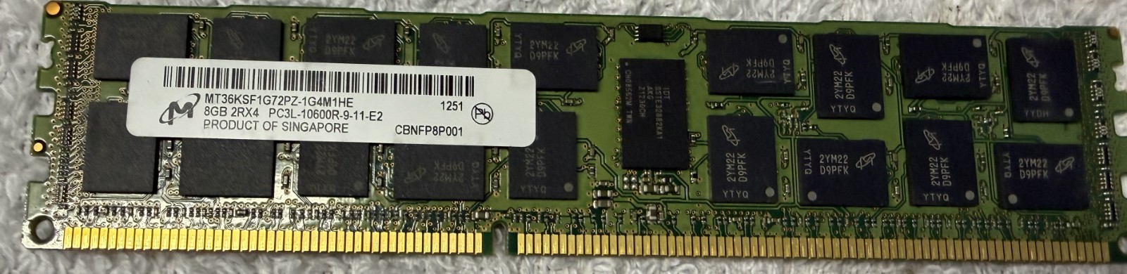 Micron 8GB 2RX4 PC3L-10600R -9-11-E2 Server RAM MT36KSF1G72PZ-1G4M1HE