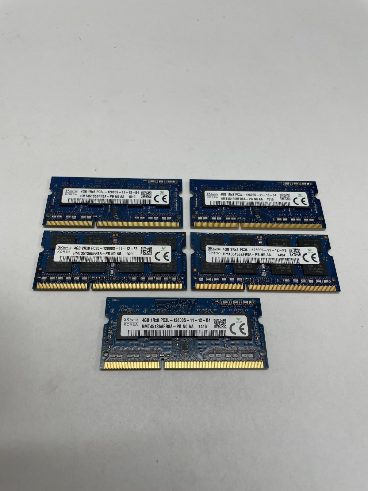 Lot of 5 SK Hynix 4GB DDR3L Laptop RAM Memory PC3L-12800S 1600MHz HMT451S6BFR8A