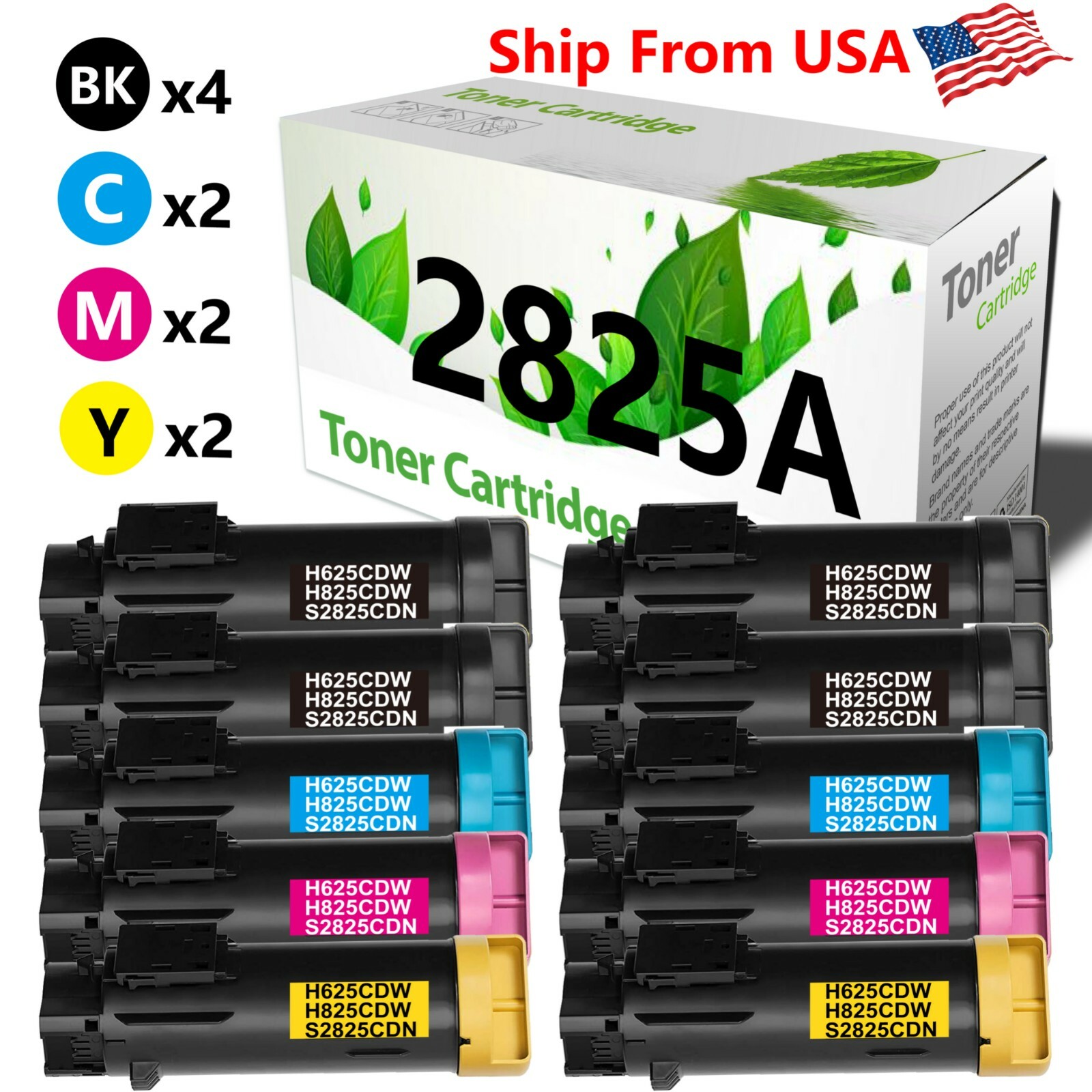 10PK toner replace for DELL 2825A S2825cdn s2825 Printer