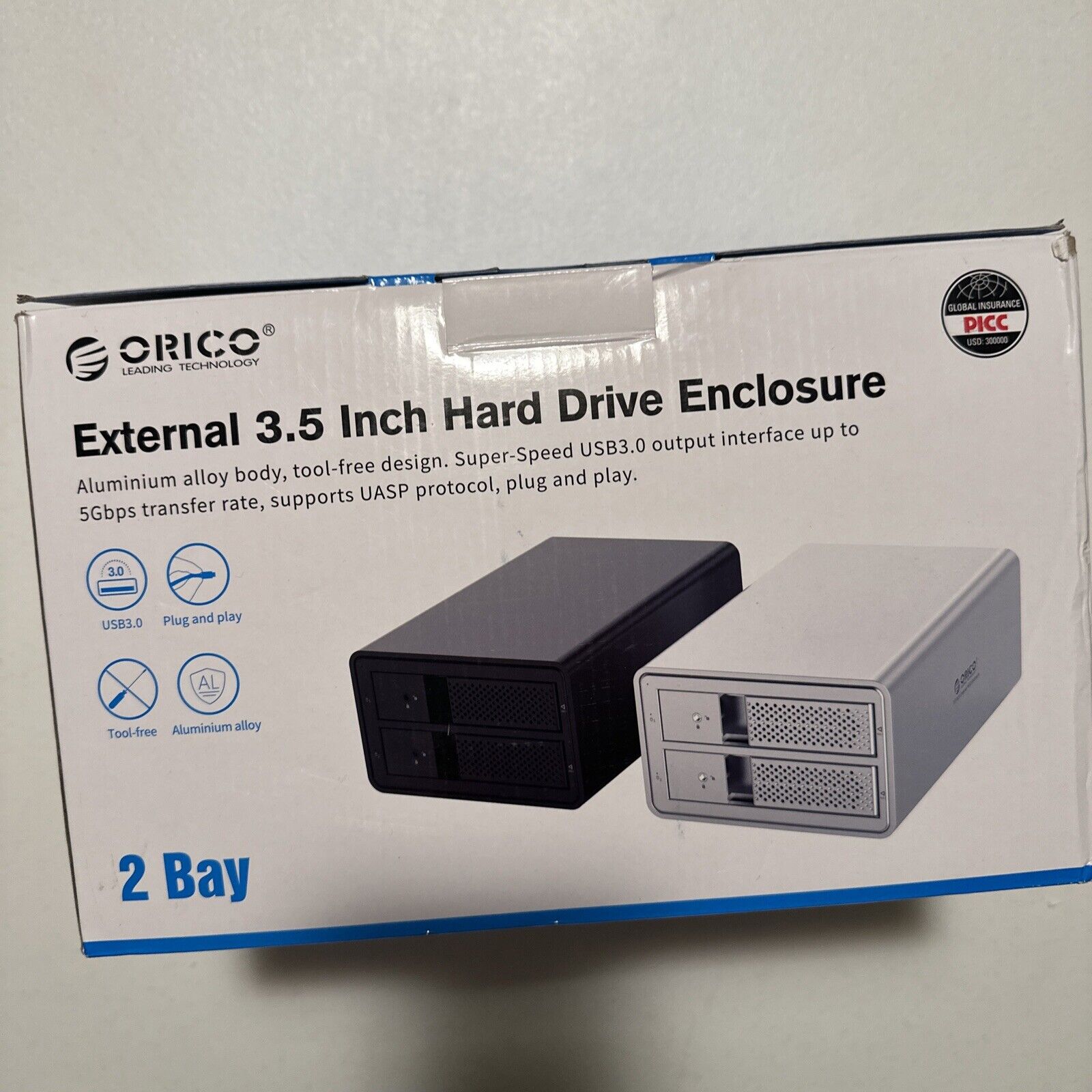 ORICO 2 Bay USB 3.0 to SATA 3.5 inch Chia External Hard Drive 32TB (2 x 16TB)