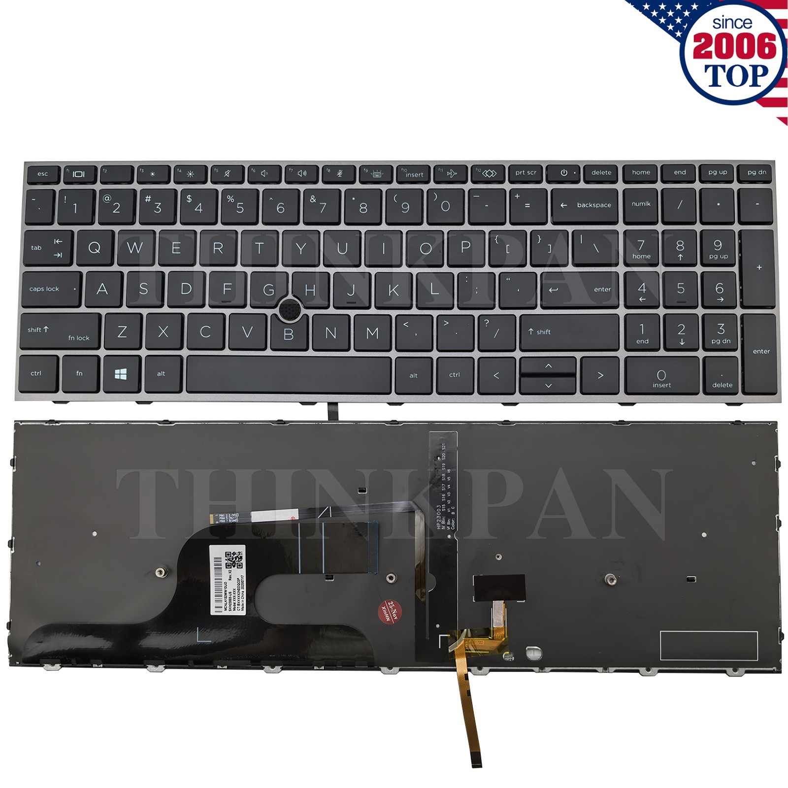 New US Keyboard Backlit Silver Frame for HP ZBook Fury 15 G7 15.6 G8 M0679-001