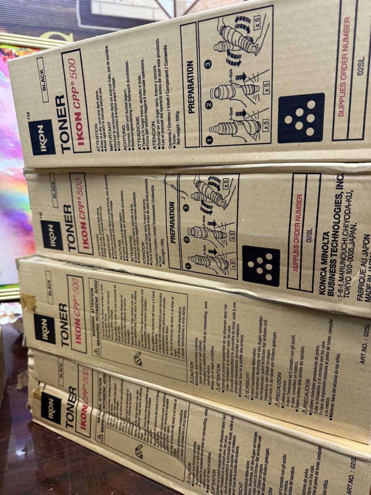 Qty: 4 Ikon Konica Minolta Ikon CPP 500 Black Toner, Unused in Original Box  NEW