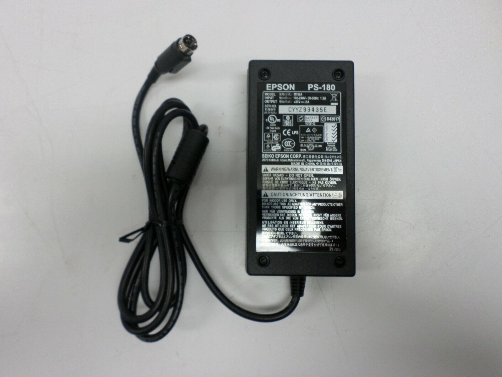 Epson PS-180 AC Adapter 3 Pin 24V 2A Power Supply M159A