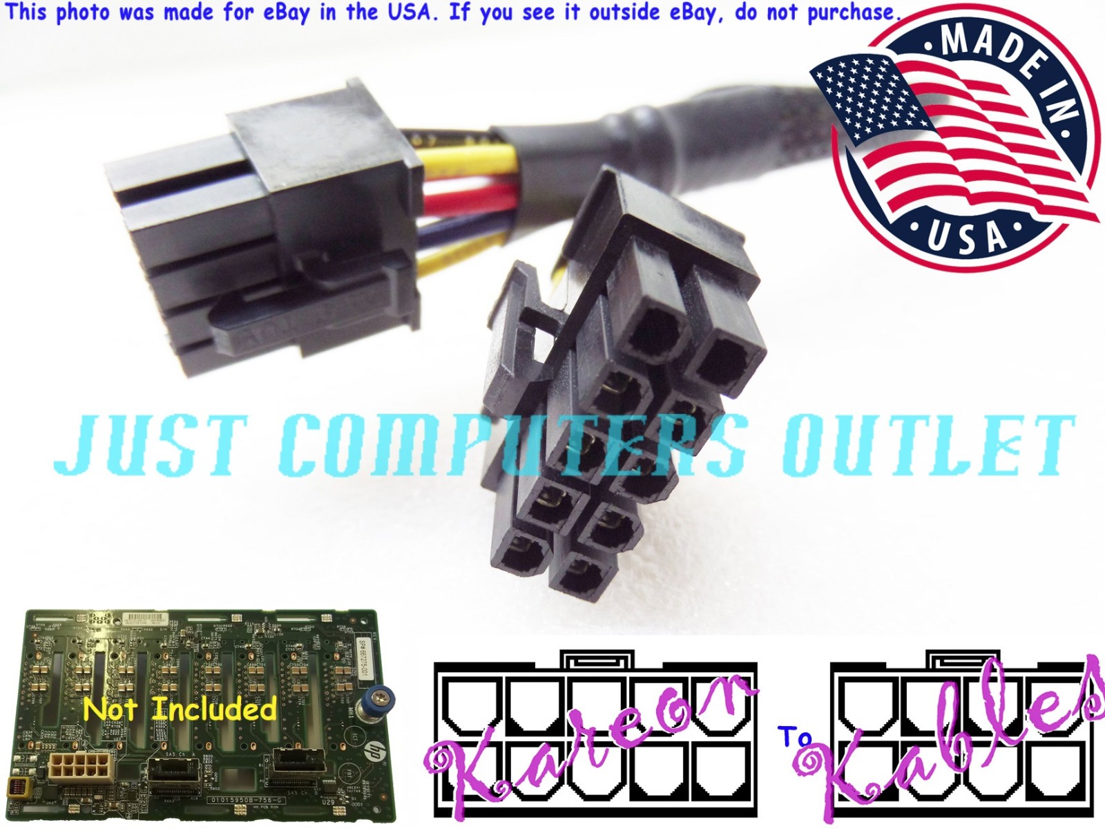 🔥12" HP 661361-001 Hard Drive Backplane Power Cable Connector 667266-001