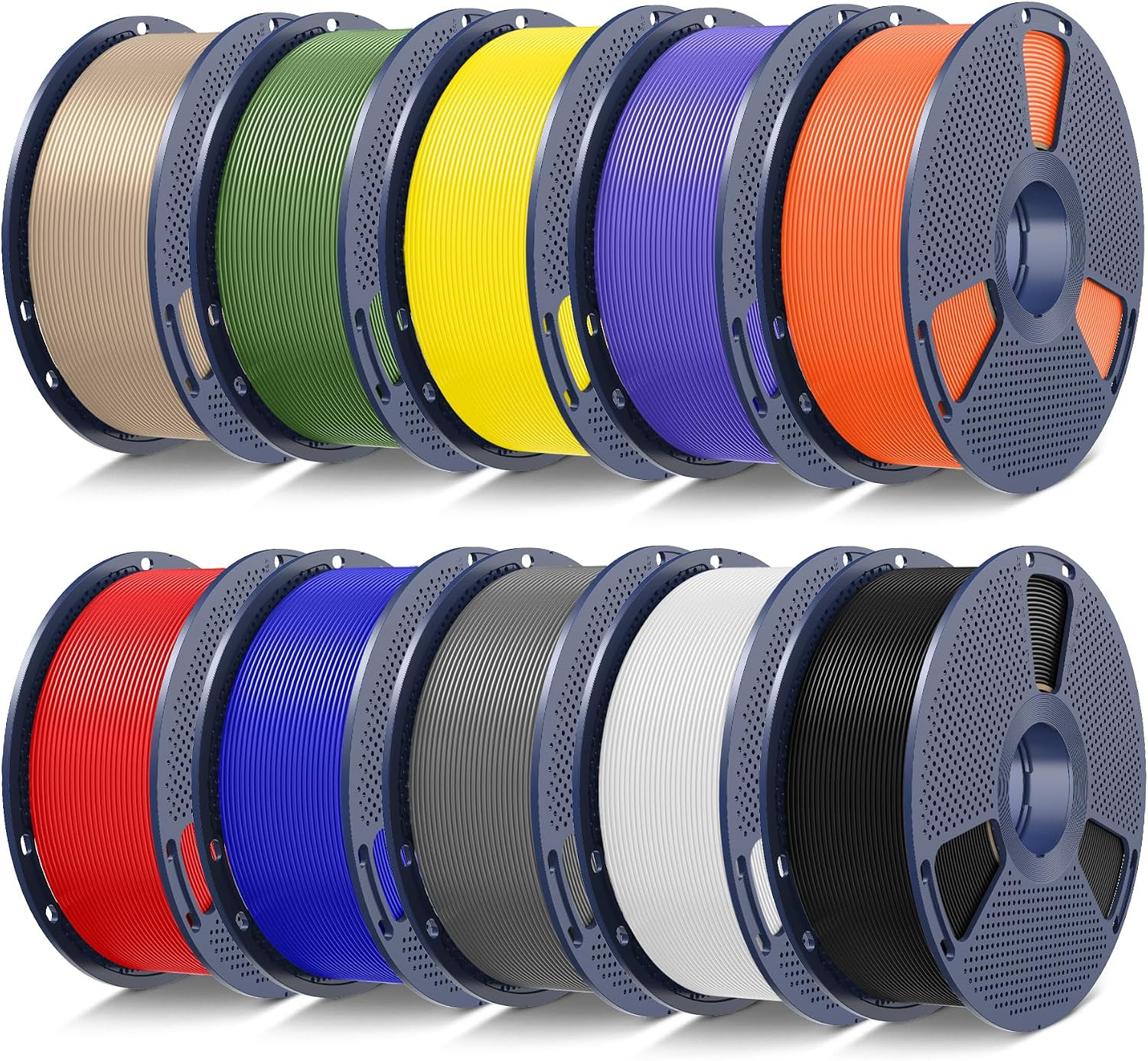 PLA+2.0 3D Printer Filament, Multicolor, 10-Pack (10KG)