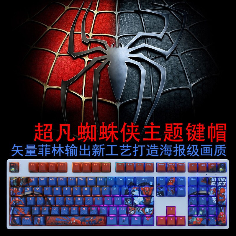 COOL Spiderman PBT OEM Translucent 108Key Keycaps Set For MX Mechanical keyboard