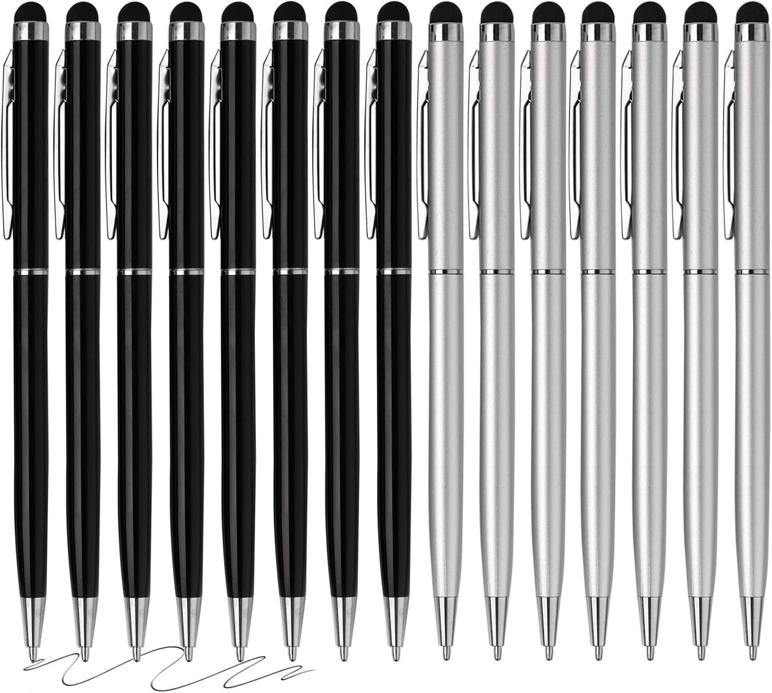 Stylus Pens for Touch Screens, 2 in 1 Stylus Pen & Black Ink Ballpoint Pens 15pk