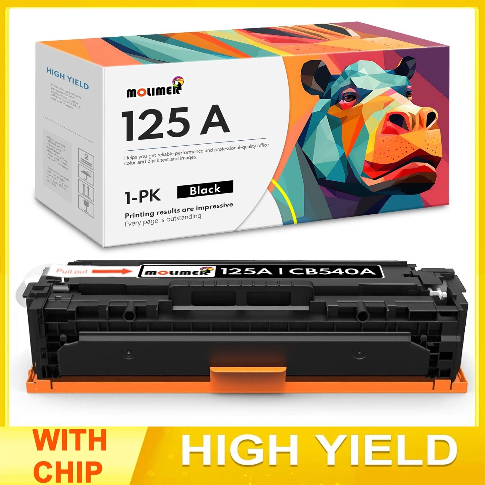 High Yield 125A Toner Cartridge Replacement for HP CB540A CP1215 CP1515n CP1518n