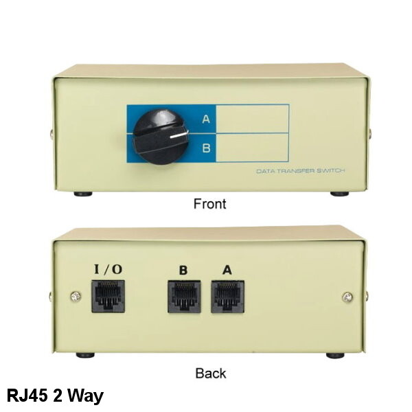 Kentek RJ45 2 Way Data Transfer Switch Box Network Rotary Dail for CAT5e CAT6a