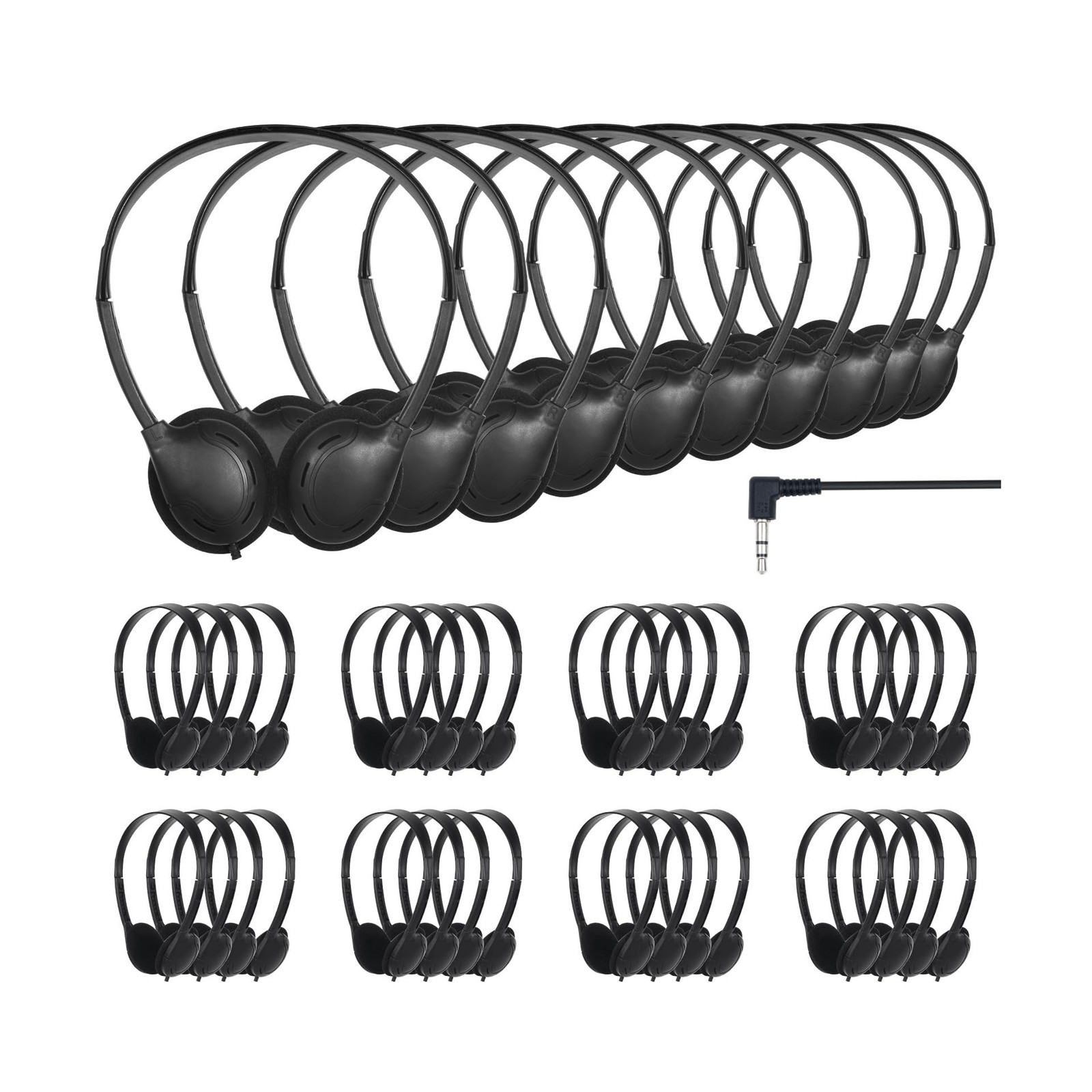 Headphones Bulk for Classsroom 100 Pack 3.5mm Jack Class Set of Headphones fo...