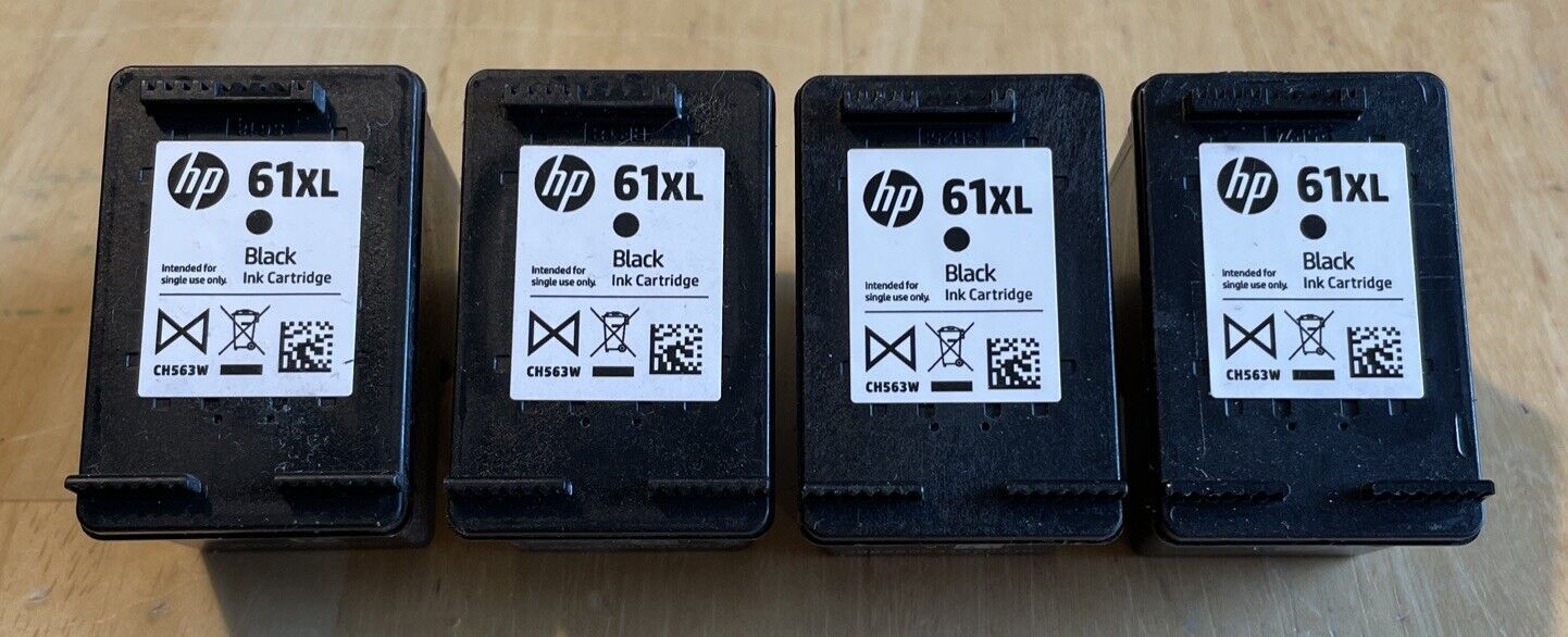 4 Empty Genuine HP 61xl Black Ink Cartridges Never Refilled