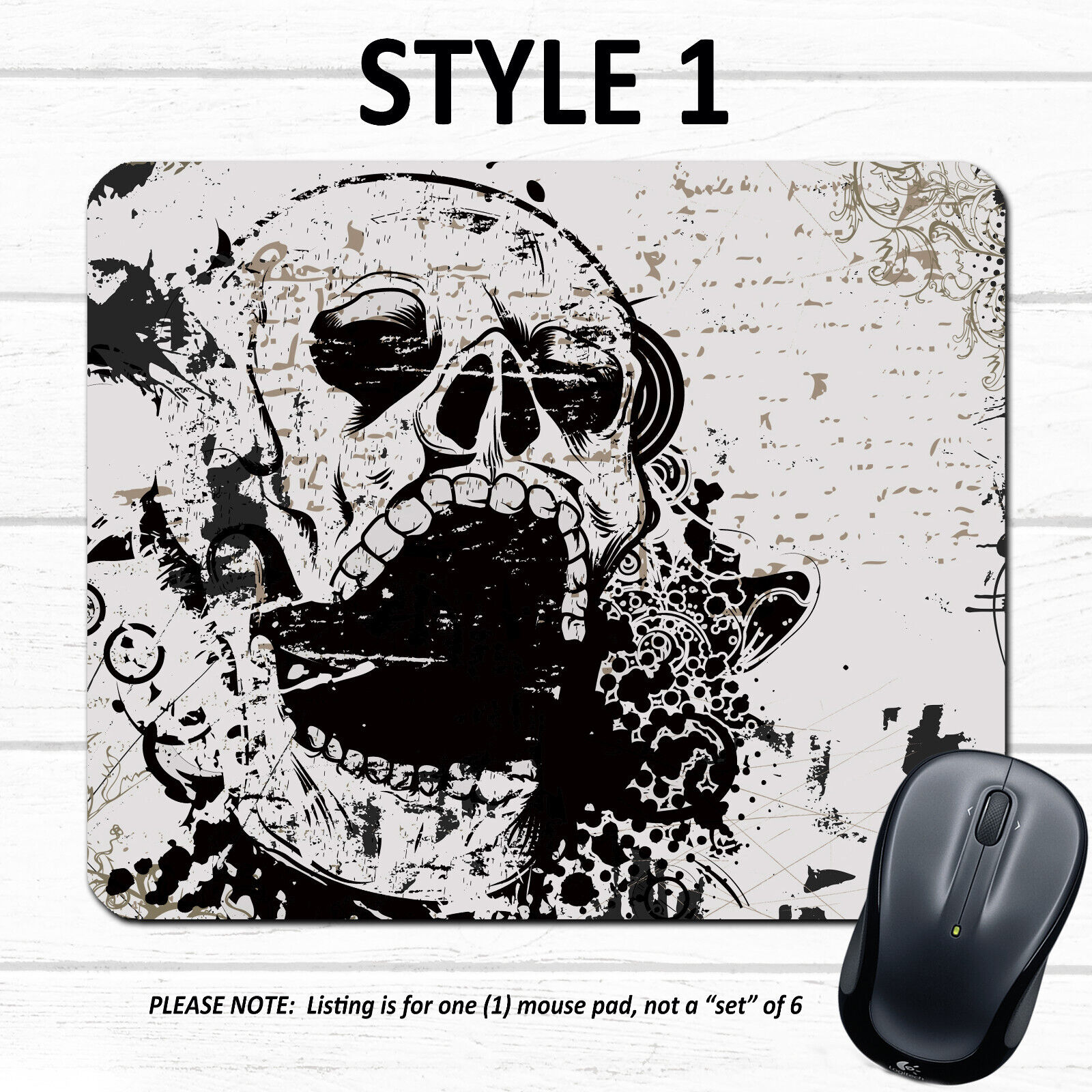 Gothic Skulls #1 - Mouse Pad - Dark Academia Goth Horror Computer Office Gift