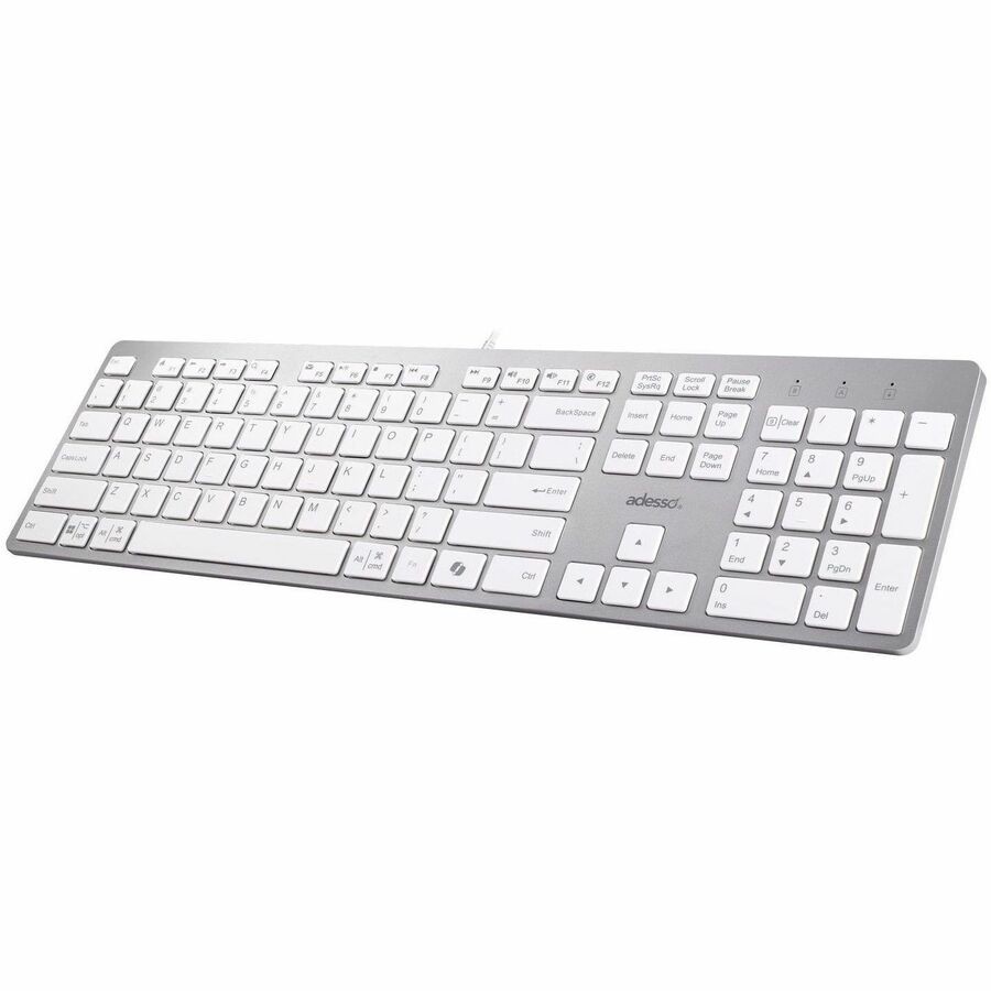 Adesso AKB-730UW Scissor Switch Keyboard with Copilot AI Hotkey AKB-730UW, White