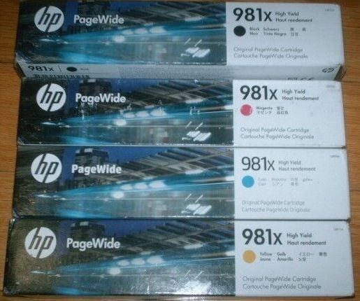GENUINE SET 4 HP 981X HI-YLD INKS LOR09A LOR10A LOR11A LOR12A PageWide 556 586