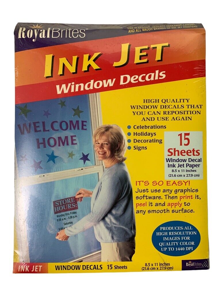 BRAND NEW Royal Brites 15 Sheets Ink Jet Window Decals 