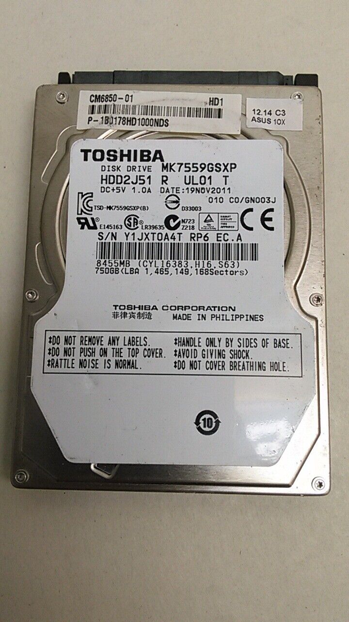 Toshiba  MK7559GSXP HDD2J51 750GB 2.5