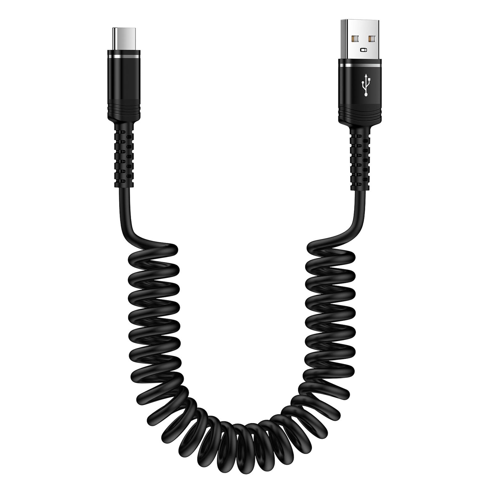 Fast Charger Cable Coiled USB C for Car 3FT Android Auto Type A to C 