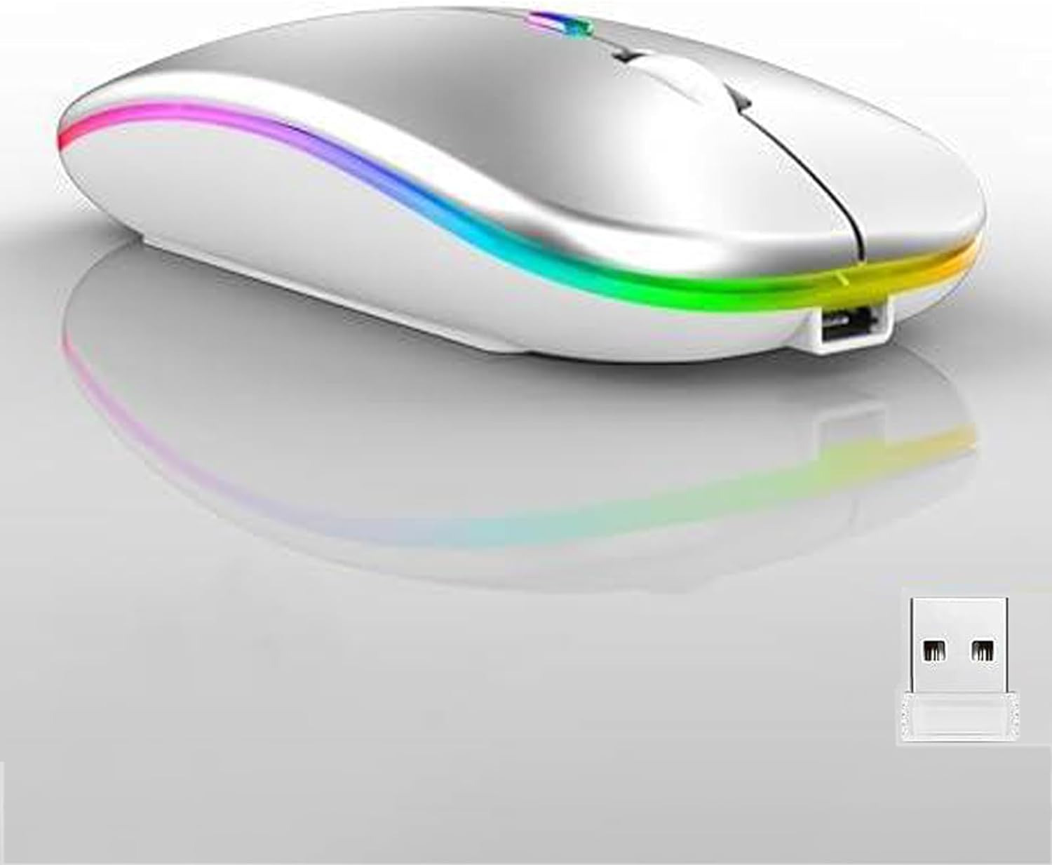 Raton inalambrico recargable de para pc laptop computadora Blanco mouse