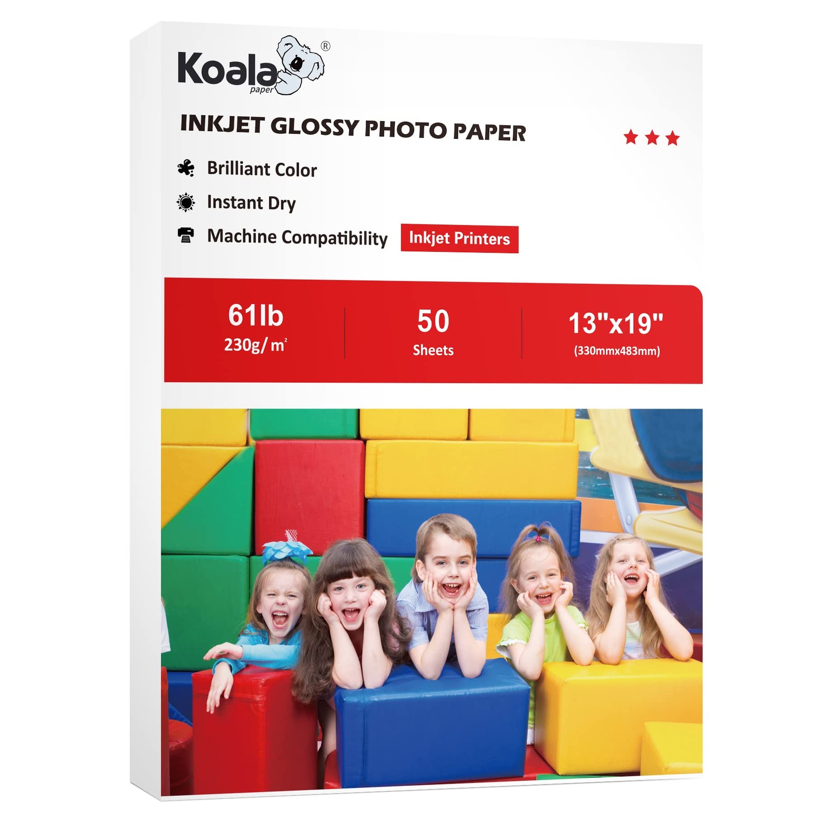 Koala Heavyweight Thick Glossy Photo Paper Dye Ink 61 LB 13x19 Inch 50 Sheets