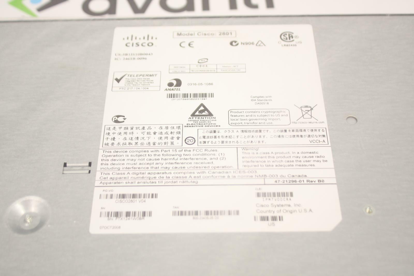 Cisco CISCO2801-SEC/K9 2800 2801 Series Security Router