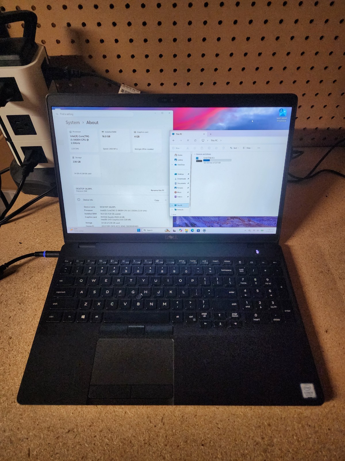 Dell Precision 3541 Intel i5-9400H 2.5GHz 16GB RAM 256GB SSD W11 Pro Quadro P620