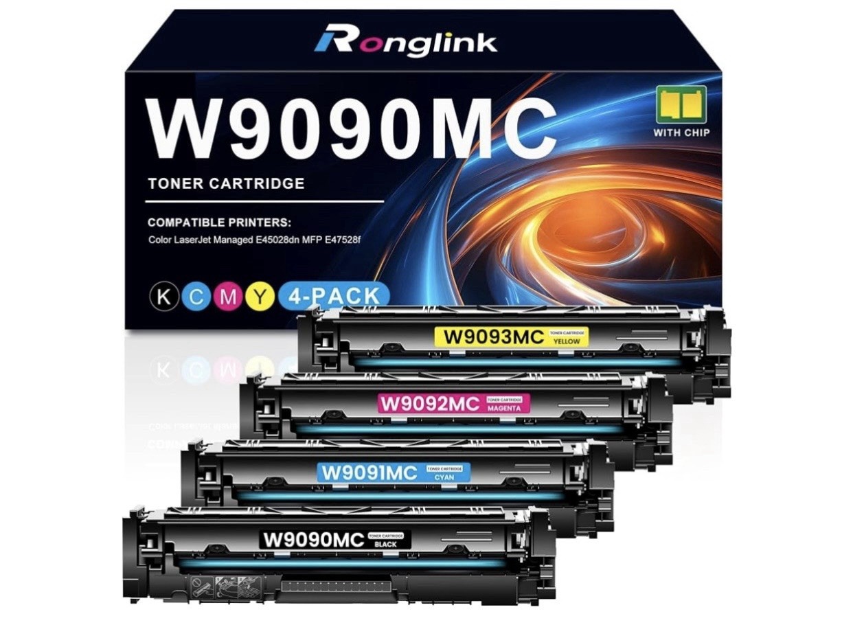 4 Pack W9090MC Toner Cartridges For E45028dn -  W9091MC W9092MC W9093MC - NEW