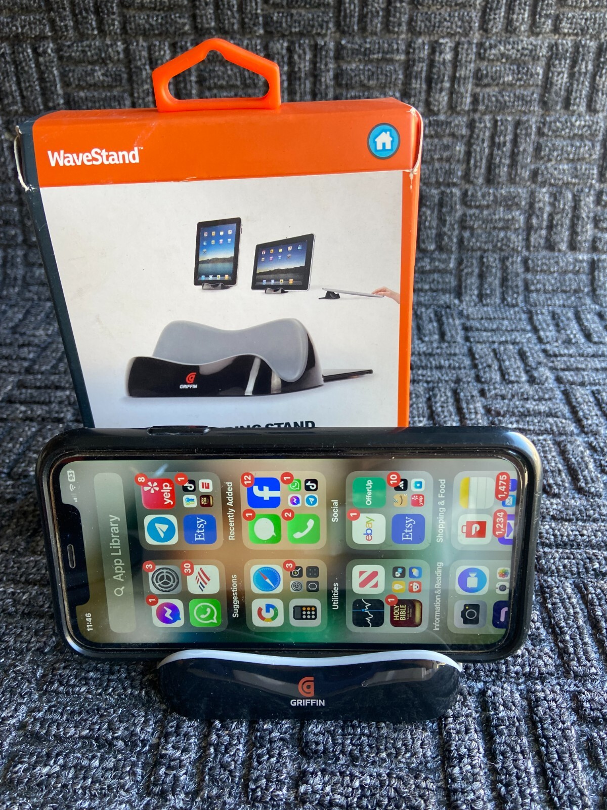 Griffin Wavestand Stand for iPad Tablet or IPhones ~cell phones  Devices Black