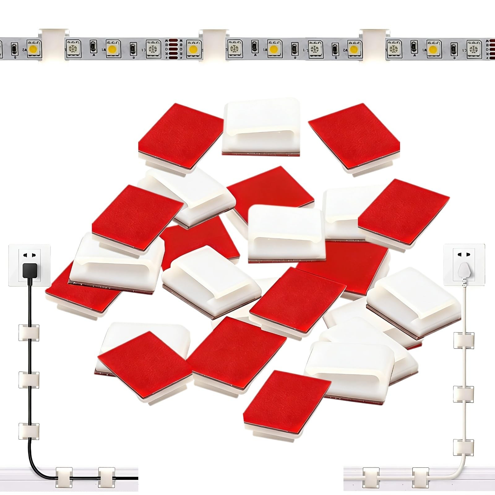 120PCS LED Strip Light Clips SelfAdhesive Mounting Wire Holders Wall