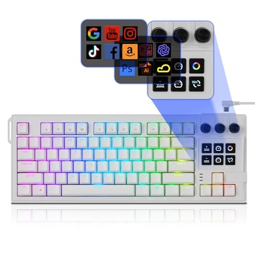 DARKFLASH K87PRO TKL MECHANICAL KEYBOARD WITH 6 LCD STREAM CONTROL KEYS - WHITE