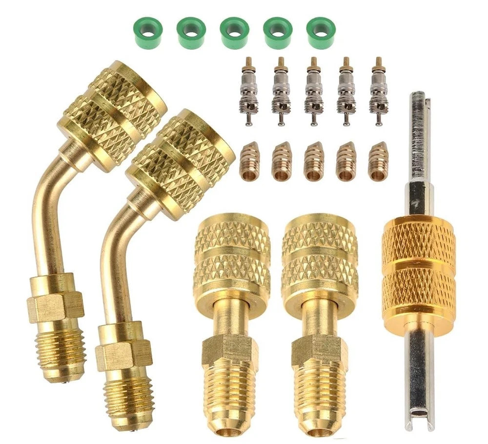 R410A Mini Split Charging Adapter, 5/16" Female to 1/4" Male Flare, HVAC Valve C