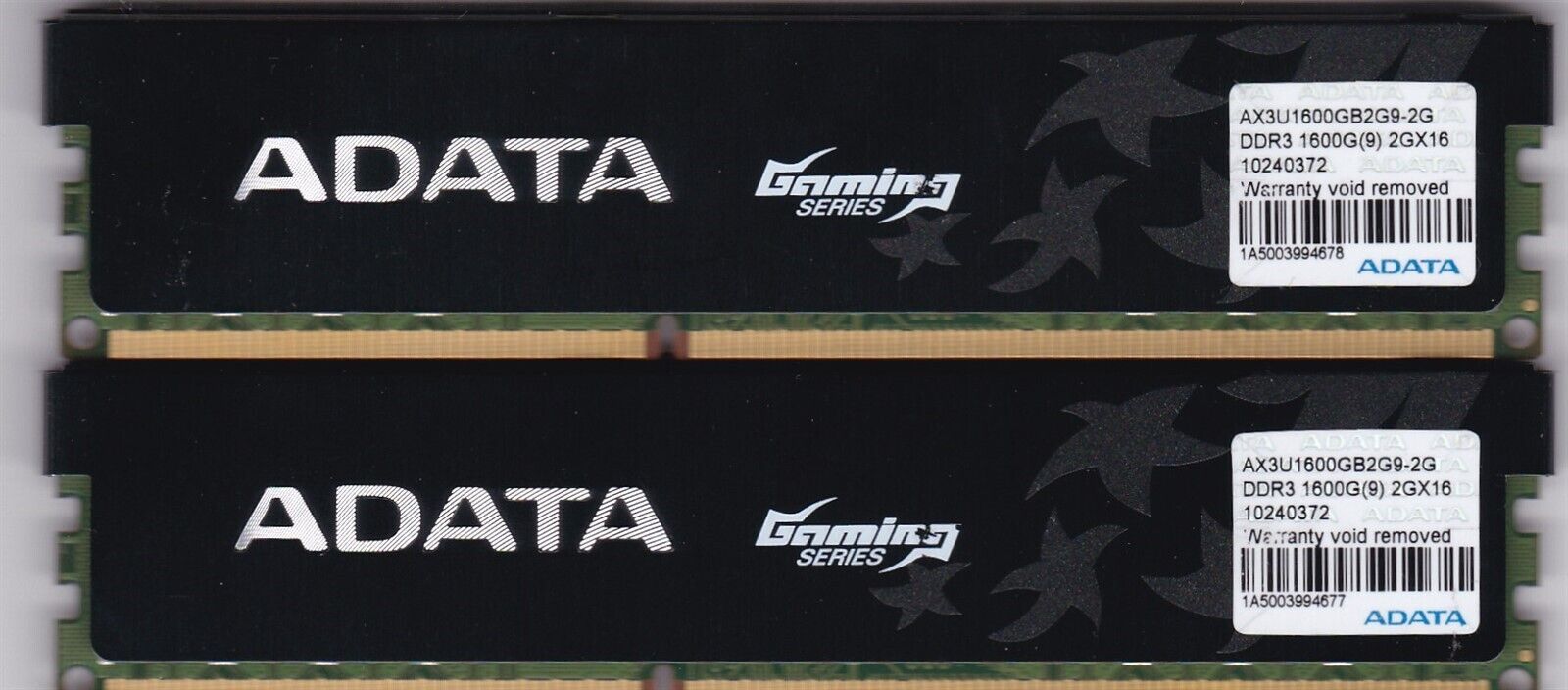 4GB 2x2GB ADATA AX3U1600GB2G9-2G DDR3-1600 PC3-12800 GAMING SERIES RAM KIT GAMER
