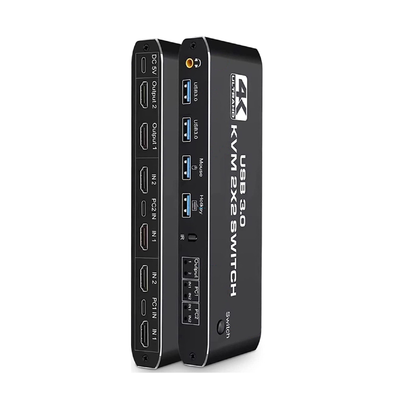 2x2 4K 60Hz USB 3.0 HDMI KVM Switch Hub With Keyboard Hotkey Extended Display