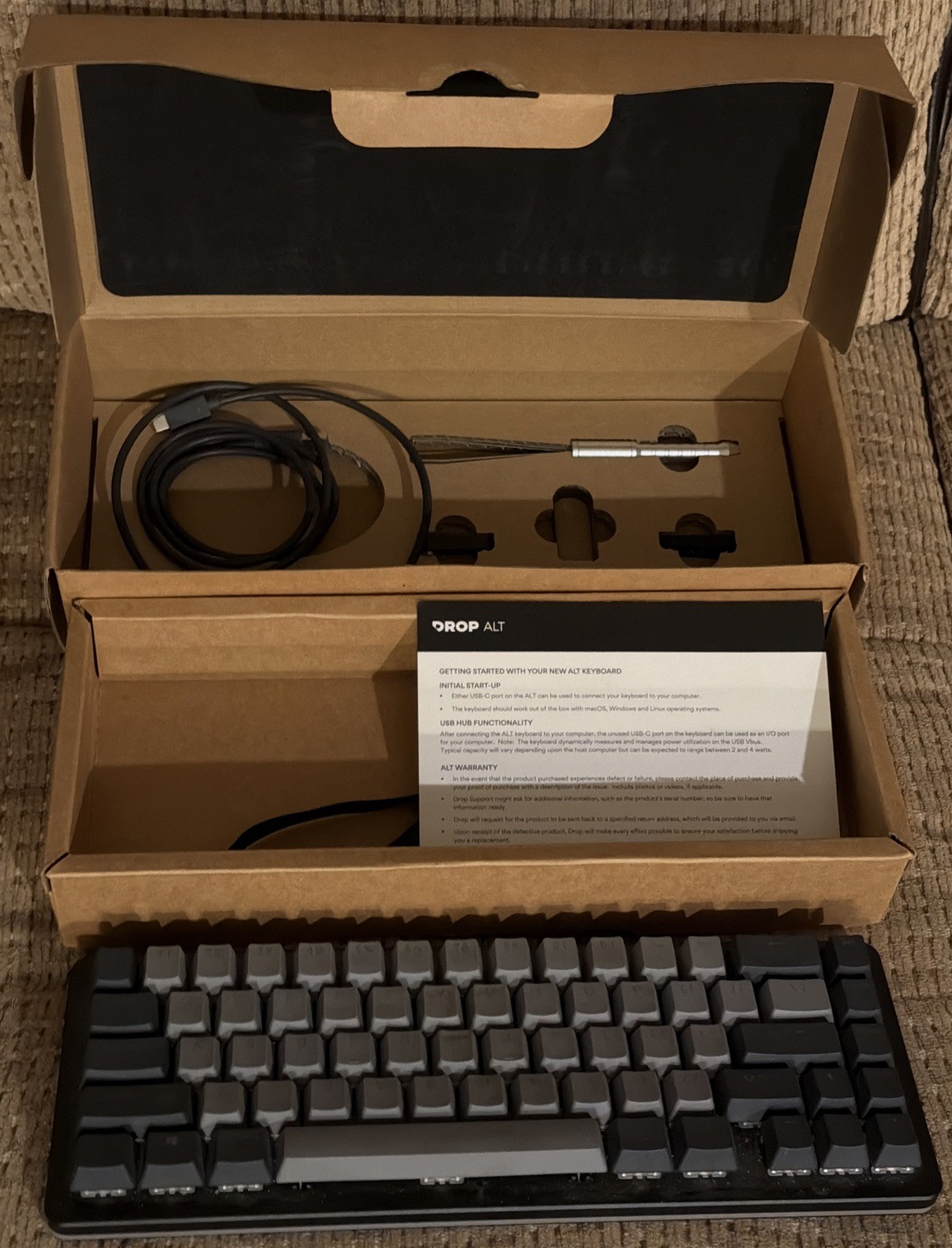 Drop ALT Low Profile 65% Cherry MX Brown Backlit Mechanical Keyboard in Black