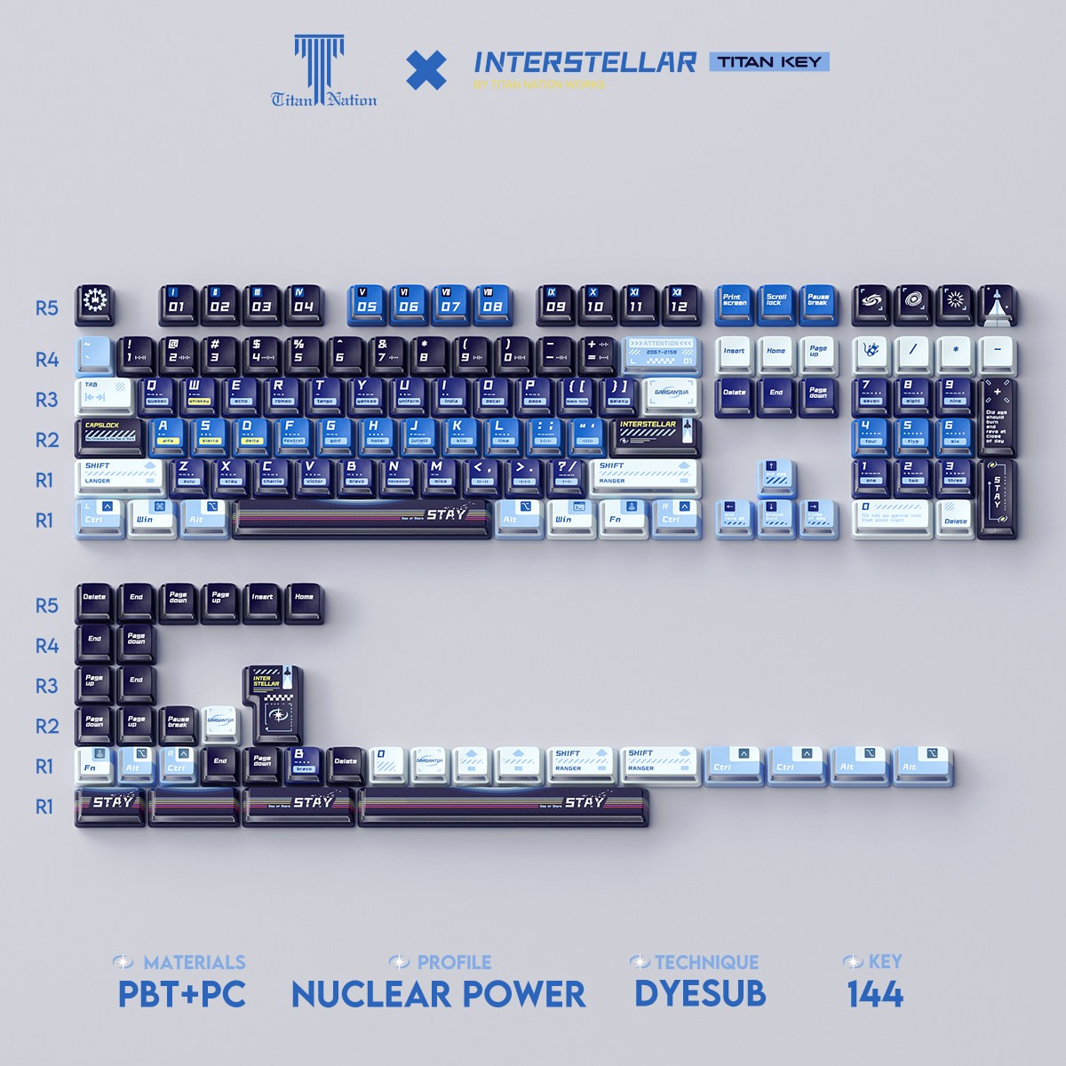 Interstellar Keycaps Nuclear Power Height for Mechanical Keyboard