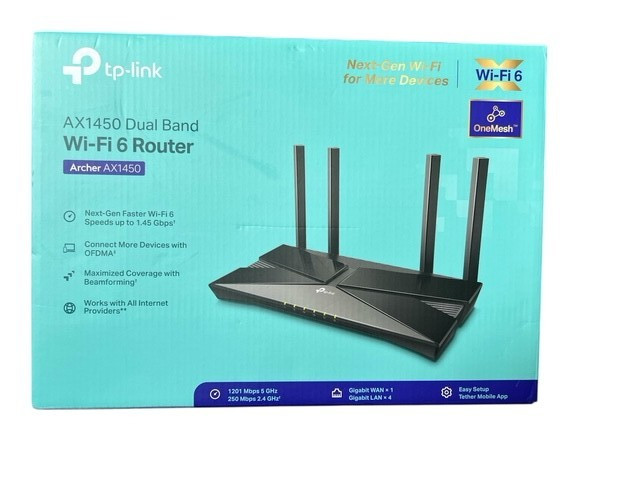 TP-LINK AX1450 Dual-Band WI-FI 6 Wireless Router 1201 Mbps 5 GHz 250 Mbps 2.4 GH