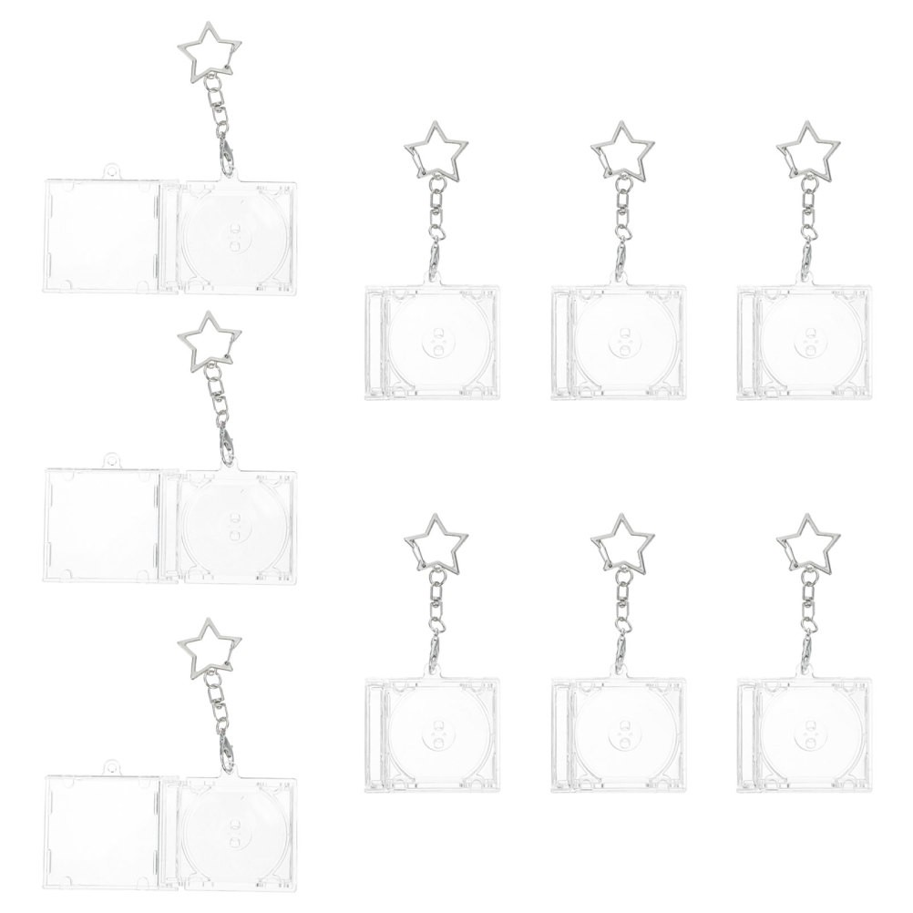 Reusable Transparent Mini Cd Box Keychain Acrylic Blank Dvd Case for Music Fans