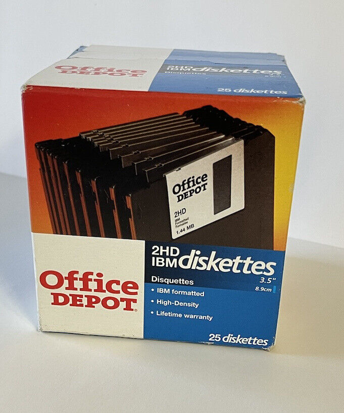 Office Depot 2HD IBM 25 Formatted 3.5 Floppy Disks Diskettes 1.44 MB NEW