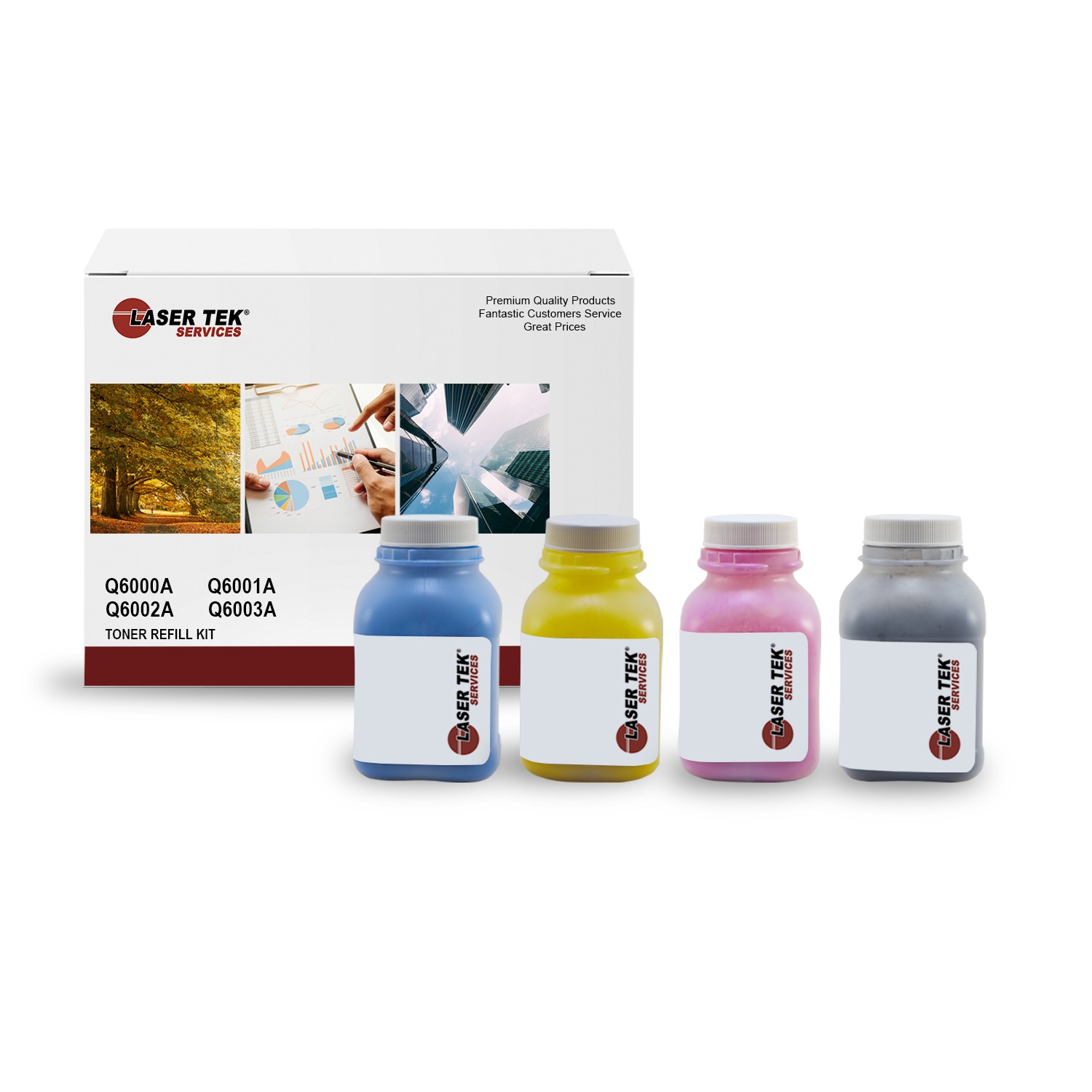 4Pk LTS 124A CMYK Toner Refill Kit Compatible for HP Color LaserJet 1600 2600
