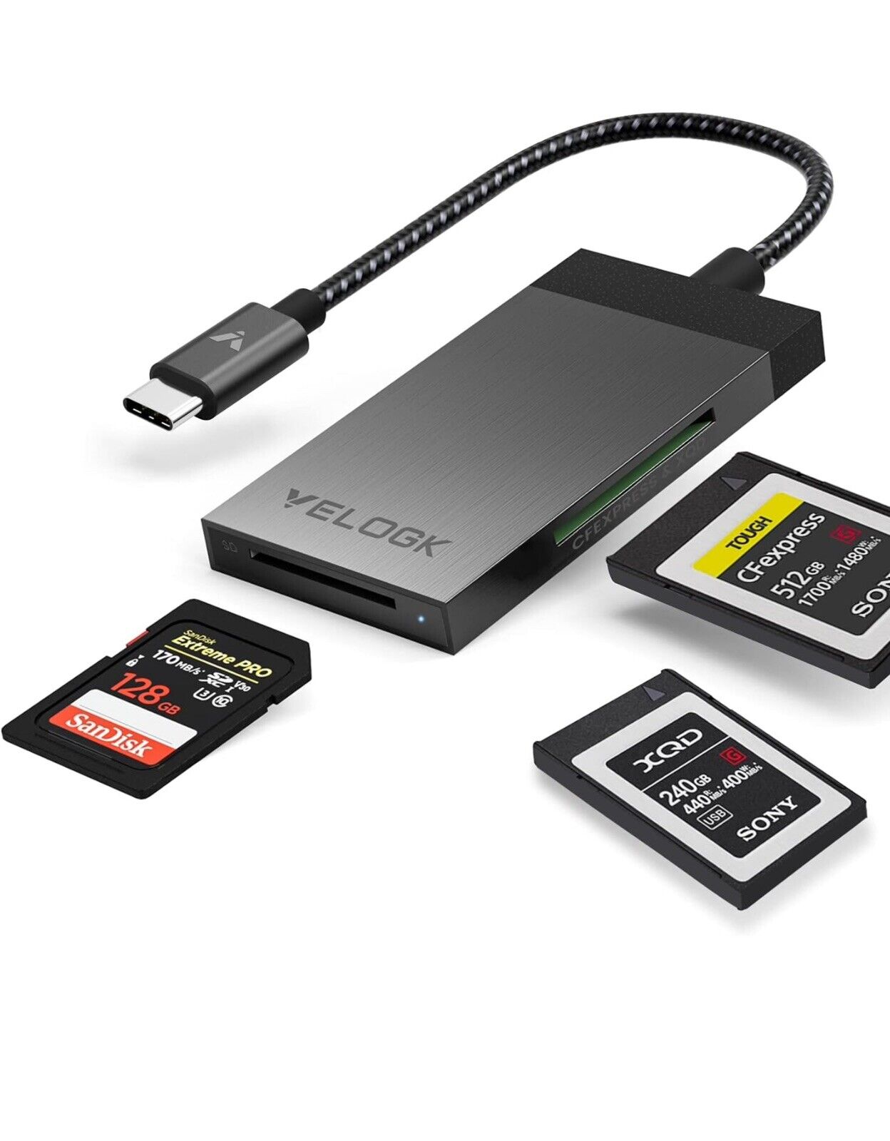 3-in-1 CFexpress/XQD/SD Card Reader USB C, VELOGK Dual-Slot USB 3.2(10Gbps)...