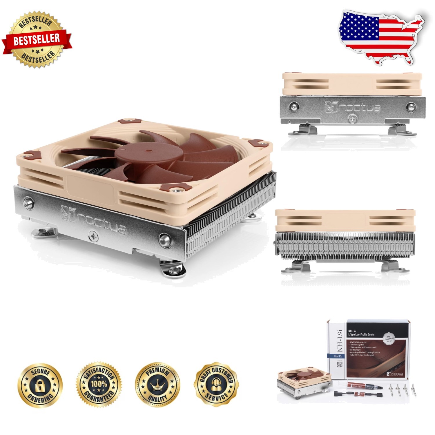 Ultra-Slim CPU Cooler Intel Copper Base 37mm Height Quiet 95x95mm Footprint
