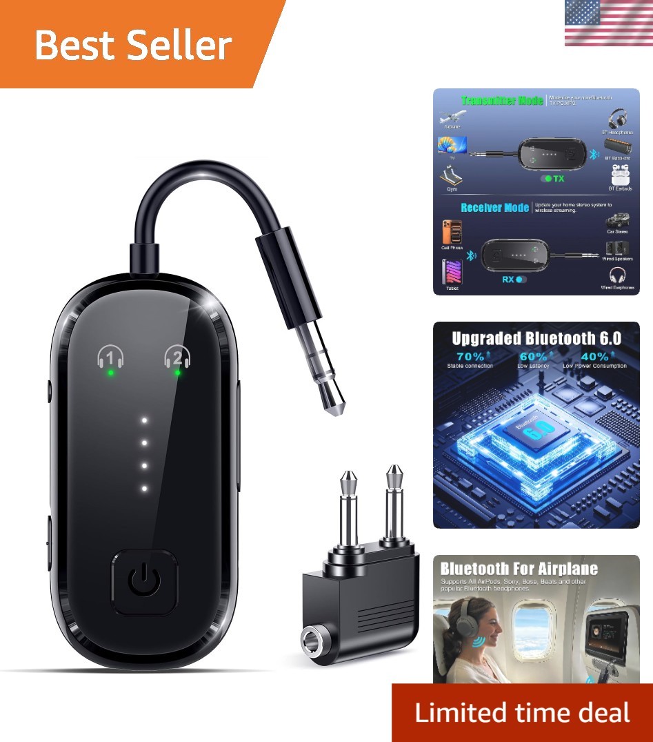 2026 Upgrade Pro Bluetooth 6.0 2-in-1 Transmitter Receiver for Effortless Audio