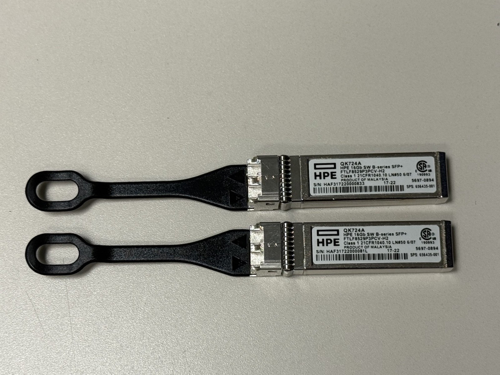 HPE B-series 16Gb SFP+ QK724A Pull Tab Optical Transceiver