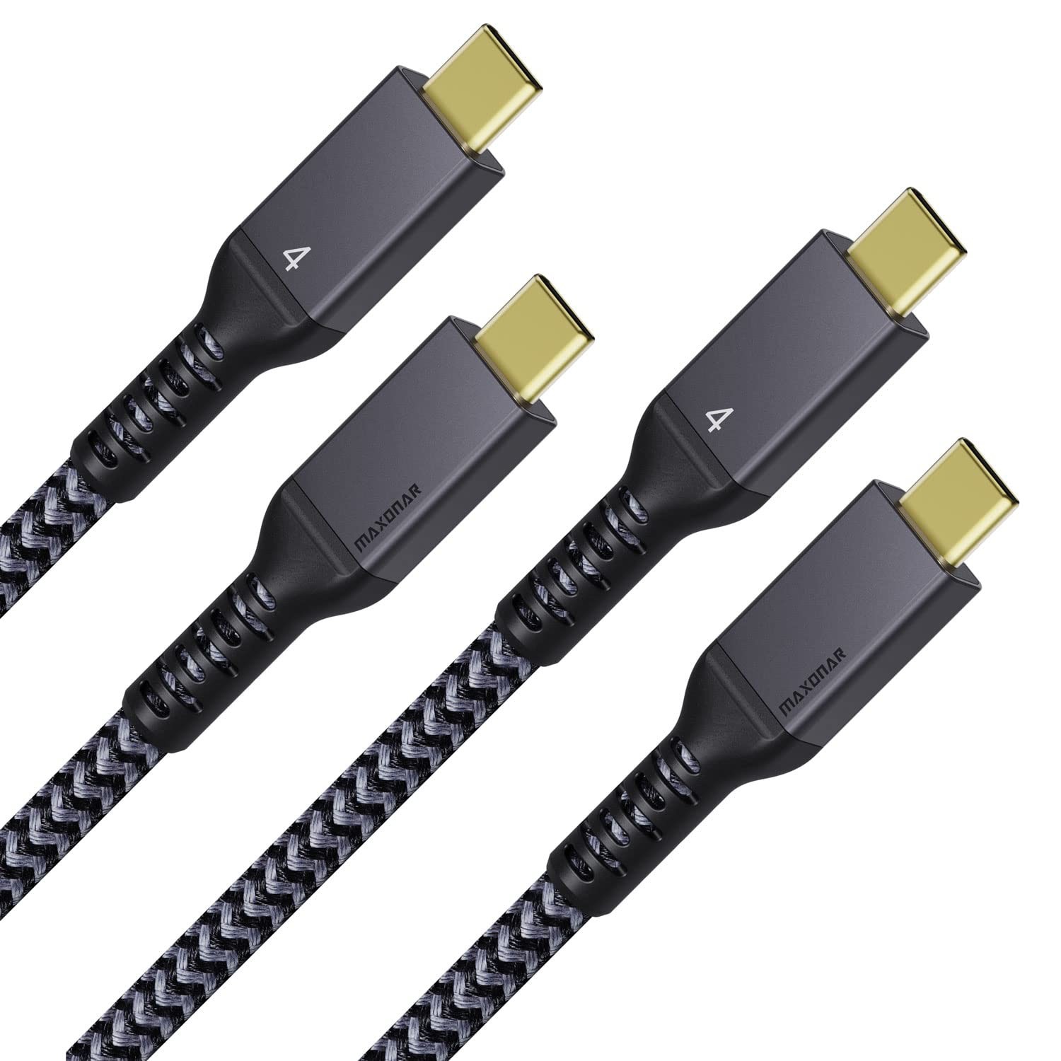 Maxonar [2-Pack 6.6Ft] Thunderbolt 4 Cable, 40Gbps, 240W, 8K 6.6Ft