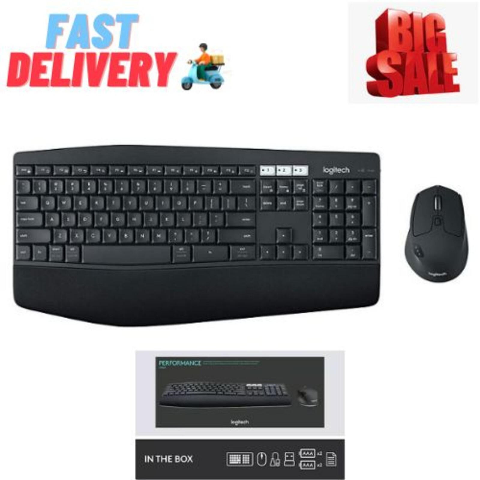 Logitech - MK850 Performance Full-size Wireless Keyboard and Mouse Combo for ...